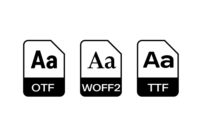 Custom Typefaces — three OTF font files