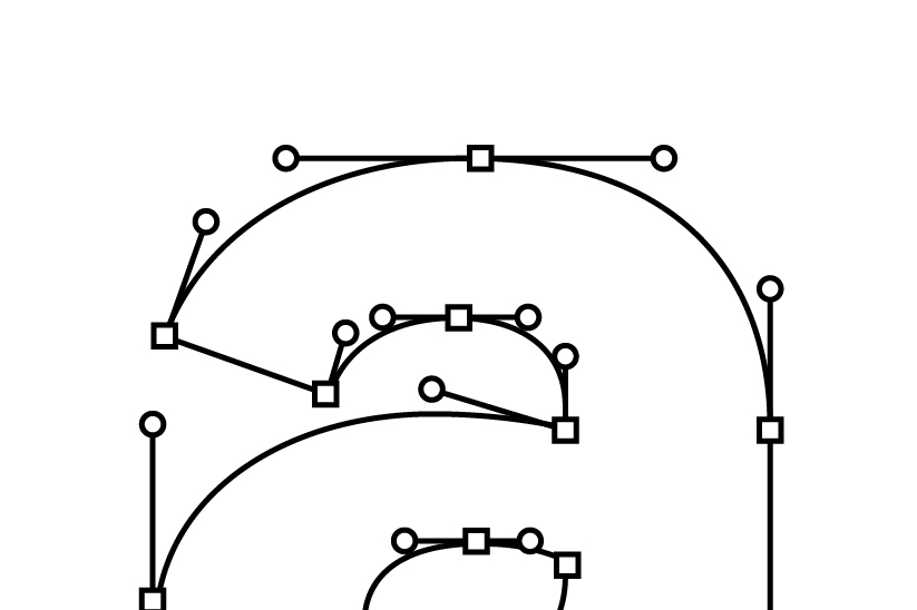 Logo & Wordmark — bezier anchor points on a letter outline